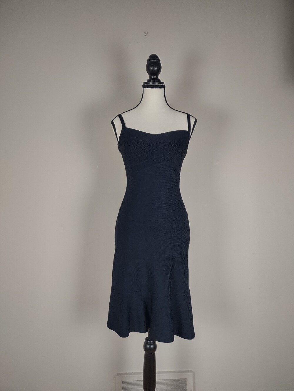 GUESS Black Bandage Midi Dress Size Small Flared Hem Bodycon Cocktail Dress